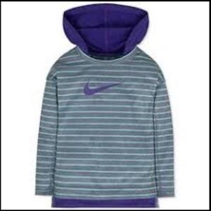NIKE Dri fit purple &  green striped performance pullover hooded sweatshirt -M